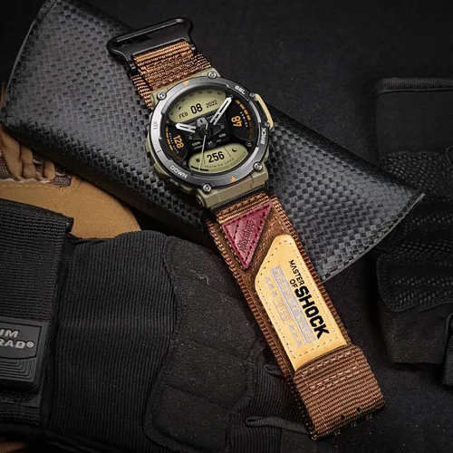 Miniatura 2 de Watch Bands Compatible with Amazfit T-Rex 2, Millitary Nylon Strap With Hook and Loop Design and Tools included Café