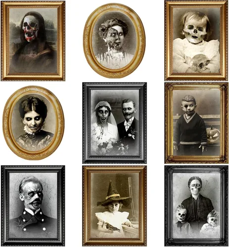 Miniatura 8 de Tuanse Decoraciones de Halloween para interiores 3D con imágenes cambiantes de rostro, retratos aterradores, portarretratos espeluznantes