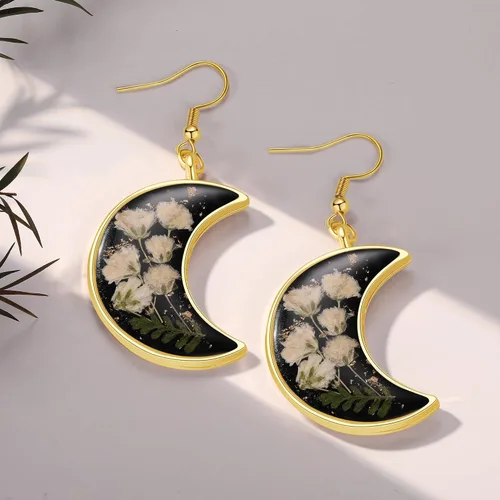 Miniatura 98 de Forget-Me-Not and Queen Anne's Lace Pressed Wildflower Earrings Pressed Flower Earrings Handmade Drop and Dangle Earrings Gift for Woman