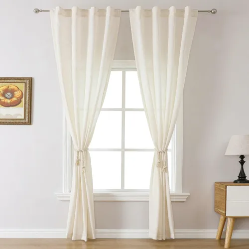 Miniatura 2 de MIUCO Cortinas de lino, 95 pulgadas de largo para dormitorio y sala de estar, filtro de luz, decoración neutra moderna, cortinas de granja, bolsillo