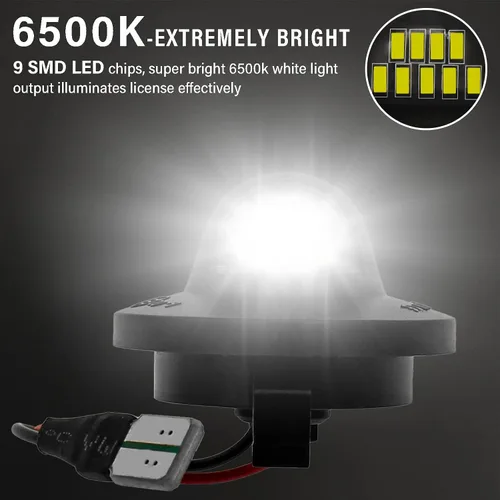 Miniatura 2 de Luces LED para placa de matrícula compatibles con Ford F150 F250 F350 F450 F550 Bronco Ranger, 6500 K blanco parachoques trasero etiqueta carcasa