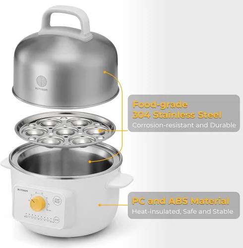 Miniatura 10 de BUYDEEM G32 Vaporizador Eléctrico de Alimentos 1.56L, Vaporizador de Acero Inoxidable para Verduras, Huevos y Mariscos, 8 Configuraciones de Tiempo