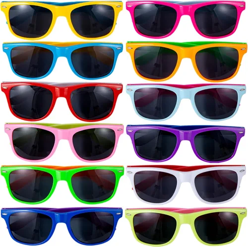 Paquete de 12 lentes de sol de neón de 12 colores para fiesta, estilo retro de los años 80, para playa, piscina, carnaval, recuerdos de fiesta,