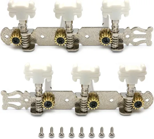 Miniatura 15 de 3 clavijas de afinación para guitarra chapadas en oro, llaves de afinación, afinadores de un solo agujero para guitarra clásica 3L 3R.
