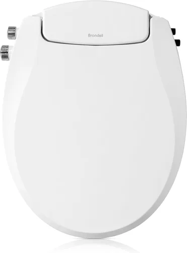 Brondell Asiento de Inodoro Bidé No Eléctrico Swash, Se Adapta a Inodoros Redondos, Blanco – Sistema de Doble Boquilla, Temperatura Ambiente del