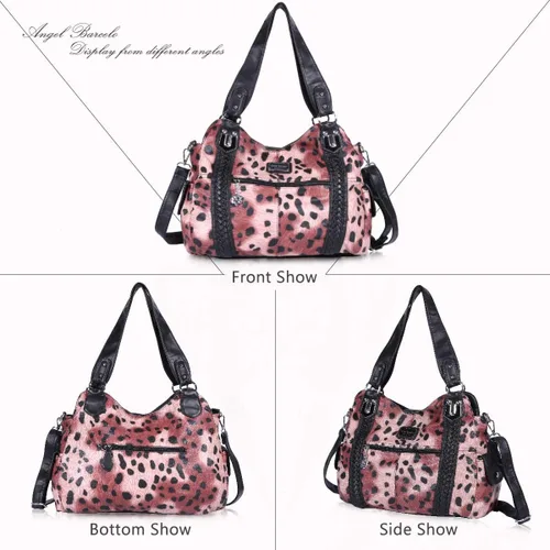 Miniatura 90 de Angel Barcelo - Bolsa de hombro amplia para mujer, diseño Hobo, cuero lavado