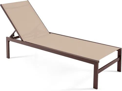 Miniatura 15 de Tangkula Tumbona de aluminio para patio, sillón ajustable para exteriores con respaldo de 6 posiciones, marco de aluminio resistente, tela Negro