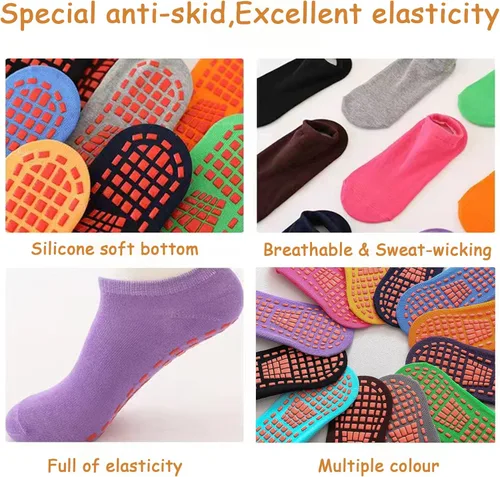 Miniatura 6 de 12 pares de calcetines de trampolín – Puños antideslizantes para niños con protección antideslizante para el tobillo para niños y niñas