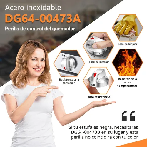 Miniatura 5 de DG64-00473A - Perilla de control de quemador, repuesto para horno, compatible con perilla de estufa de gas Samsung NX58H5600SS NX58F5700WS