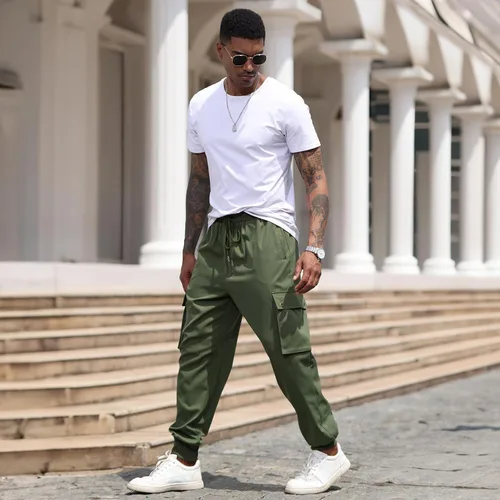 Miniatura 6 de Pantalones deportivos para hombre, pantalones deportivos casuales con cordón en la cintura para entrenamiento, pantalones de senderismo