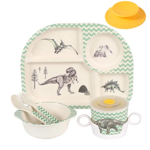 Miniatura 18 de shopwithgreen - Juego de 7 piezas de bambú para niños - Vajilla para niños - Plato, tazón, taza, cuchara, tenedor, vajilla para comida, vajilla
