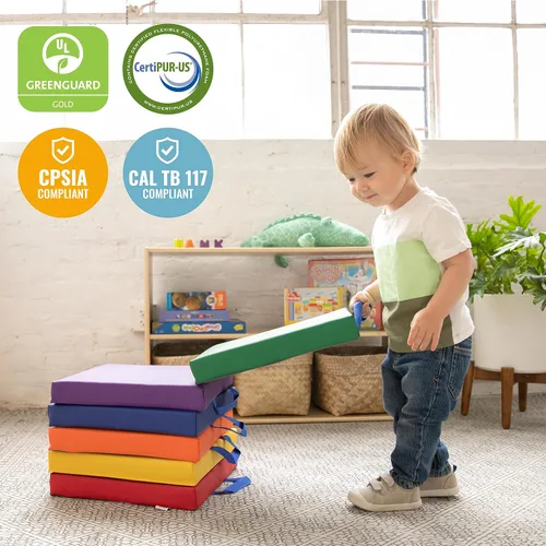 Miniatura 7 de ECR4Kids SoftZone - Cojines de suelo, cuadrados, asientos flexibles, surtidos, 6 piezas