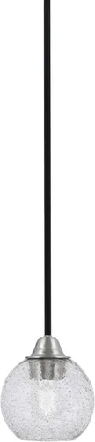 Miniatura 299 de Toltec Lighting Paramount - Mini colgante de 1 luz en acabado negro mate con cristal de arte perla de 7 pulgadas y estilo negro