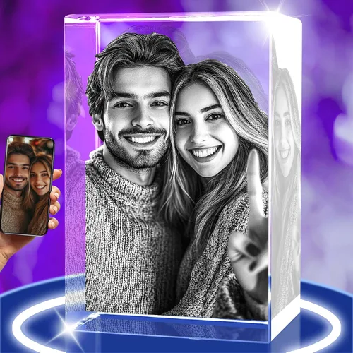 Miniatura 7 de Foto de cristal 3D, regalos personalizados para mujeres, mamá, papá, pareja, regalos personalizados con tu propia foto, imagen de vidrio grabada