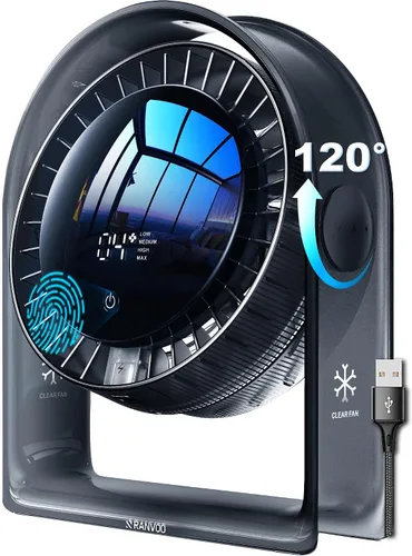Ventilador de escritorio 2026, mini ventilador de circulación de aire silencioso para dormitorio, ventilador USB portátil con pantalla inteligente,