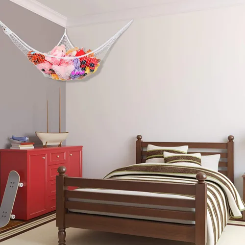 Miniatura 6 de Hamaca de juguete para animales de peluche, red gigante de almacenamiento de juguetes de peluche, red de corneta de 70 pulgadas, arnés de pared Negro