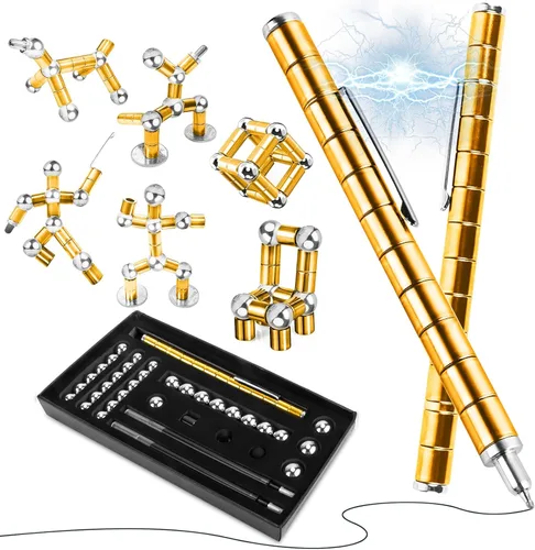 Bolígrafo Magnético de Jugar, Herramienta de Escritura Modular Magnética de Oro Mejorada para Adultos, Juguetes de Escritorio Multifuncionales de