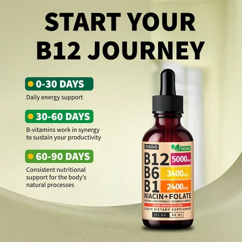 Miniatura 4 de Paquete de 2 gotas líquidas de vitamina B12 y B6, complejo de vitamina B sublingual B12 - Vitamina B 12 de 5000 mcg - B12 metilcobalamina