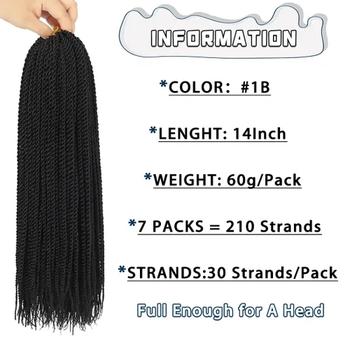 Miniatura 2 de Trenzas de Ganchillo Senegalesas Twist Cabello de Ganchillo 7 Paquetes Pre Enrollado Micro Trenzas Senegalesas Twist Cabello Trenzado Trenzas