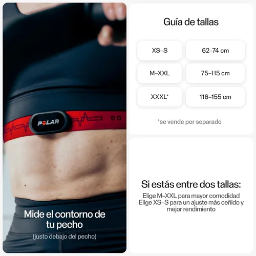 Miniatura 4 de Polar H10 - Correa de pecho para monitor de frecuencia cardíaca, ANT + Bluetooth, sensor HR impermeable para hombres y mujeres