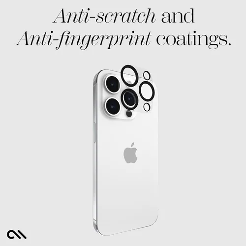 Miniatura 3 de Case-Mate Protector de lente de cámara con anillos de aluminio negro para iPhone 15 Pro Max/iPhone 15 Pro - Doble vidrio templado - Tecnología