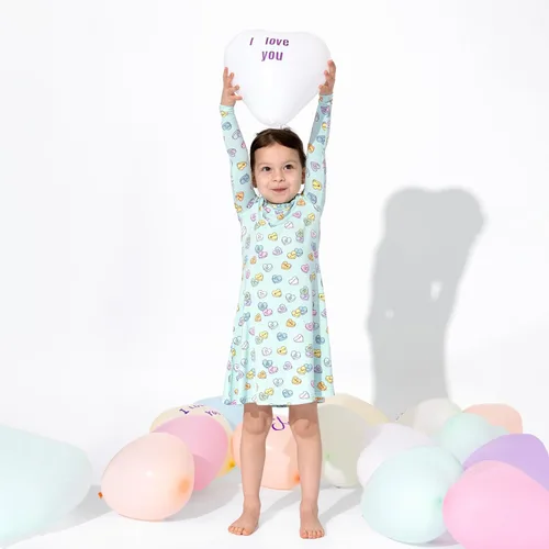 Miniatura 4 de Bellabu Bear Vestidos de bambú para niñas, manga corta y manga larga, viscosa de bambú