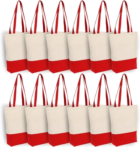 Miniatura 9 de Azuca Bolsa de lona de algodón resistente de 12 onzas con refuerzo inferior, bolsa de compras para la playa, 17 x 14 x 4 pulgadas, paquete de 6