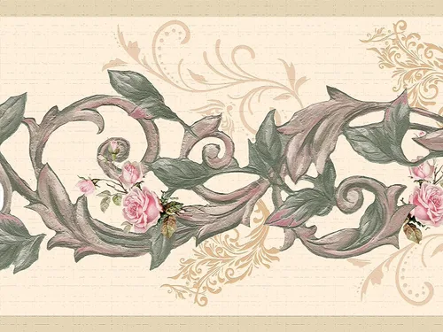 Dundee Deco Papel tapiz con borde para despegar y pegar DDAZBD9125, flores florales verdes y rosadas sobre bordes de pared, diseño retro, 15 pies x