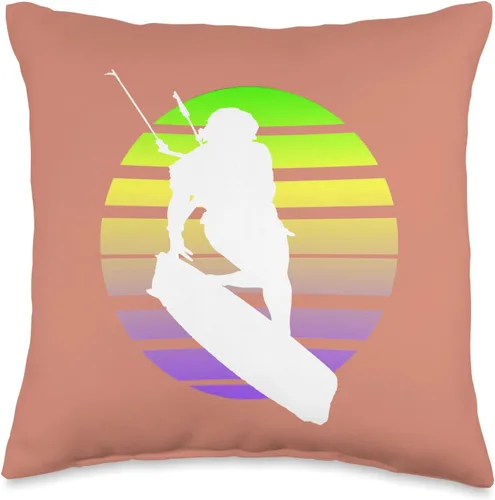 Kitesurf Gifts and Surf Lover Tees by taiche Kitesurfing Female Rider Silhouette Retro Sunset 10 - Almohada de 16 x 16 pulgadas, multicolor