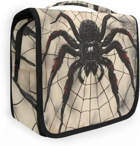 Miniatura 10 de MNSRUU Neceser colgante con diseño de calavera y girasol, bolsa de maquillaje de viaje para artículos de tocador, organizador de artículos