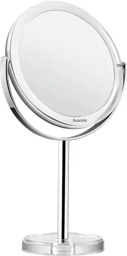 Miniatura 11 de Auxmir Espejo de aumento 1X/20X, espejo de maquillaje de doble cara con soporte, espejo de mesa de tocador con pinzas, rotación de 360° portátil