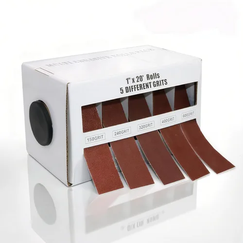 Miniatura 8 de Paquete de rollo de papel de lija 1 pulgada× 20 pies,paquete surtido con dispensador - 150,240,320,400,Rollos abrasivos de óxido de aluminio