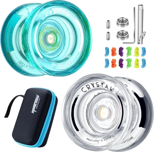 Miniatura 10 de MAGICYOYO Yo Yo de Cristal Profesional K2, Yoyo Responsivo para Niños de 8-12, Yo-yo de Plástico con Giro de Dedo para Trucos con Rodamiento No