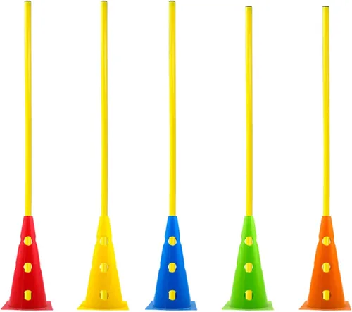 Bastones de entrenamiento de agilidad de fútbol, paquete de 5 unidades, color amarillo, bastones de slalom de velocidad para equipos deportivos,