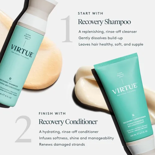 Miniatura 4 de VIRTUE Acondicionador de recuperación con queratina hidrata, suaviza y renueva el cabello dañado, sin sulfatos y color seguro