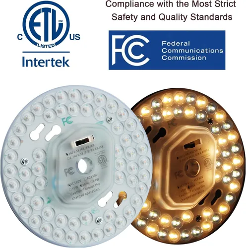 Miniatura 4 de Ventilador de techo LED regulable de 18 W, luz de montaje empotrado, kit de reacondicionamiento del motor, bombilla fluorescente circular de panel