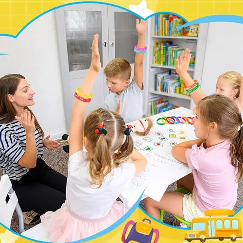 Miniatura 6 de JUNEBRUSHS 64 piezas de pulseras de silicona para fiesta del 100º día de escuela