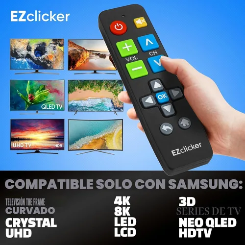 Miniatura 4 de Control remoto de reemplazo para TV Samsung Compatible SOLO con televisores Samsung (Negro) Control remoto para TV de botón grande, simplificado