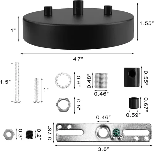 Miniatura 4 de Sangle Sopffy Kit de Dosel para Luz Colgante, Kit de Dosel de Iluminación de Techo de 4.7 Pulgadas con Todos los Herrajes de Montaje Placa de Techo