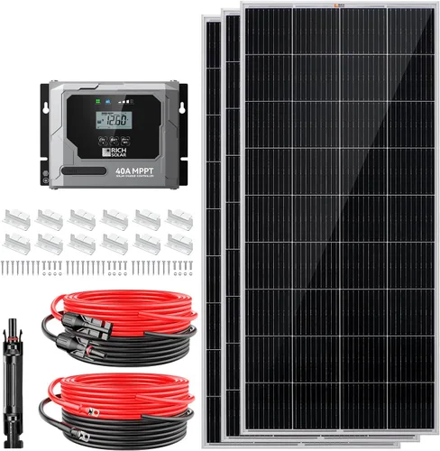 Miniatura 8 de RICH SOLAR Kit solar premium de 400 vatios – Paquete de 2 paneles de 200 W, controlador de carga MPPT de 40 A, soportes Z de montaje, kit