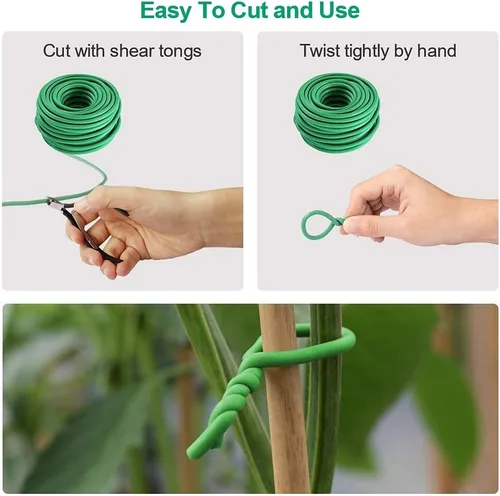 Miniatura 6 de Lazos suaves para plantas, lazos de jardín TPR flexibles y duraderos para cordeles, ramas de tomate, enredaderas y cables de cable (verde)