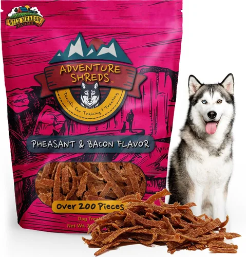 Miniatura 7 de Adventure Shreds Elk & Bacon Golosinas para perros, golosinas suaves y finas para entrenamiento y recompensas, aperitivos sin granos para mascotas
