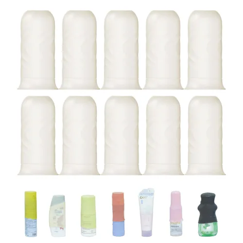 Fundas de silicona para botellas de viaje, fundas transparentes para botellas de artículos de tocador, artículos esenciales de viaje para