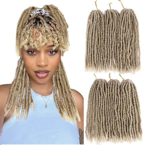 Miniatura 32 de WIGNEE Cabello de Ganchillo 120 Hebras Locs Sintéticos 8 Pulgadas Locs Suaves Pre-Trenzados 6 Paquetes Cabello de Ganchillo Pre-Anudado para Mujeres
