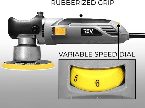 Miniatura 2 de VViViD REV Random Orbit Buffer & Pulidor, apto para pintura, 2000-6400 rpm, con 3 almohadillas de corte de pulido