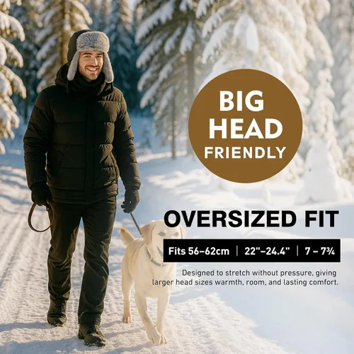 Miniatura 12 de Comhats Gran XL Trapper Trooper Caza Cálido Oído Solapa Rusia Ushanka Invierno Esquí Clima Frío Bombardero Sombreros para Hombres