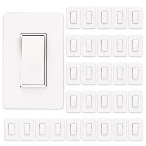 Miniatura 12 de ThunderWay - Interruptor de luz para decoración de 3 vías con placas de pared, 15 A 120/277 V, interruptores basculantes de pared Decora de tres