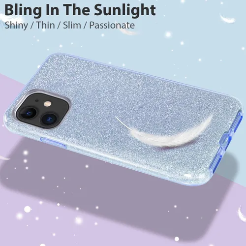 Miniatura 4 de MATEPROX - Carcasa para iPhone 11 y 2019, de 6.1" diseño de brillantes para niñas y mujeres, Azul