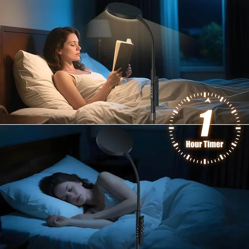 Miniatura 8 de Lámpara de pie PACOVY, lámparas de pie ajustables de altura para sala de estar dormitorio, lámpara de pie regulable de cuello de ganso súper