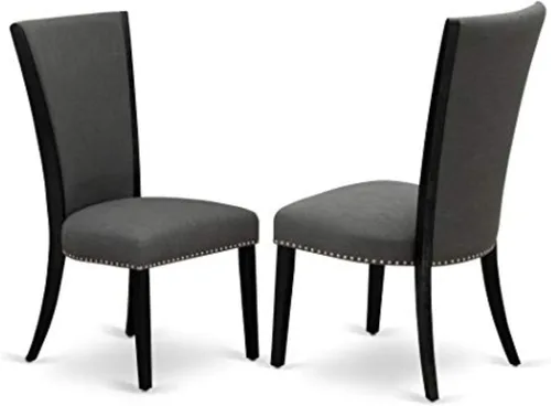 Miniatura 21 de East West Furniture VEP8T04 Verona Parsons - Juego de 2 sillas de comedor tapizadas de tela de lino marrón claro con ribete de clavo, color nogal